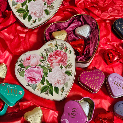 Nostalgia Roses Heart Tin w/Van H Chocolates