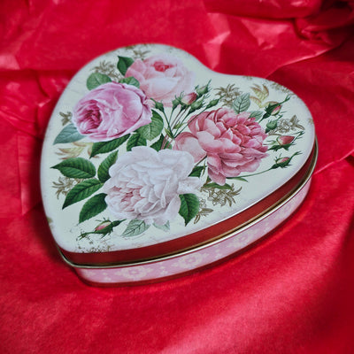 Nostalgia Roses Heart Tin w/Van H Chocolates