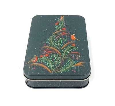 Christmas Robins In Pinetree Tin | Small Rectangle