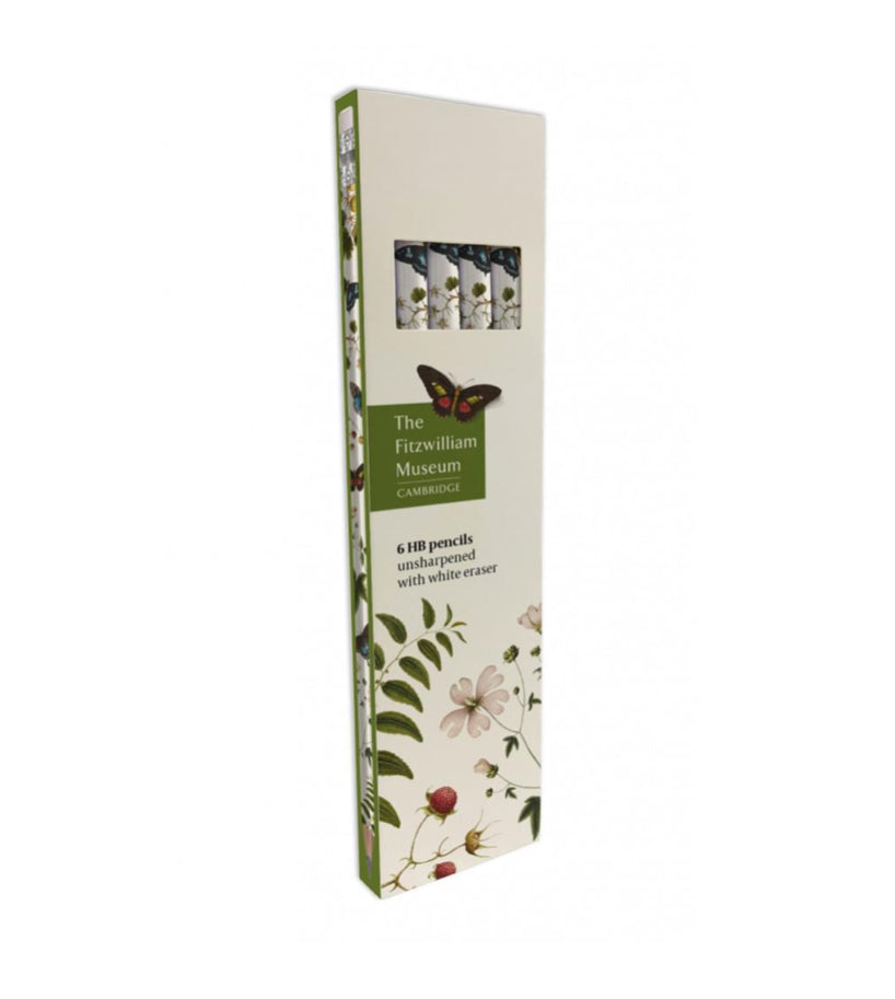 Floral Butterfly HB Pencils With Eraser | 6-Pack | The Fitzwilliam Museum