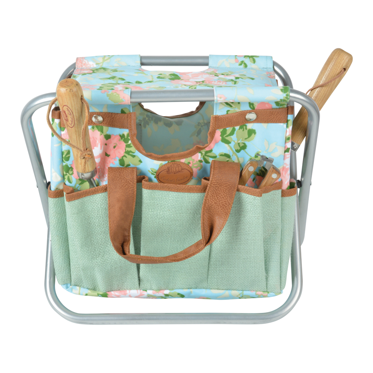 Rose Print Garden Tool Stool