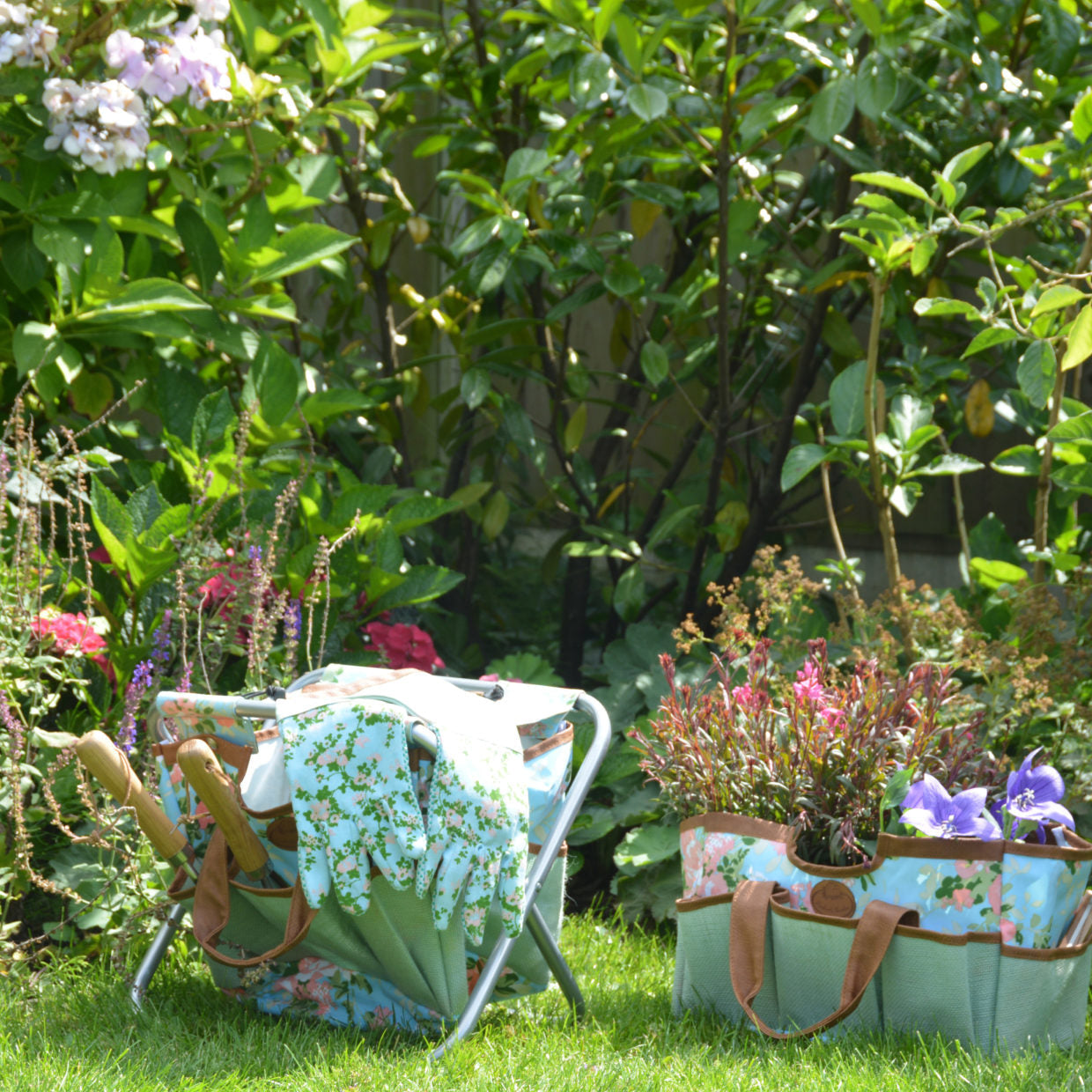 Rose Print Garden Tool Stool