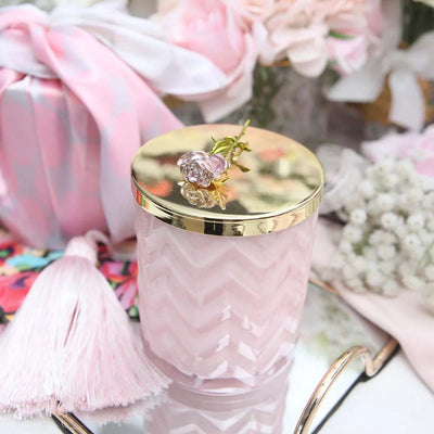 Puriri Lane | Pink Rose Candle with Scarf | Cote Noire