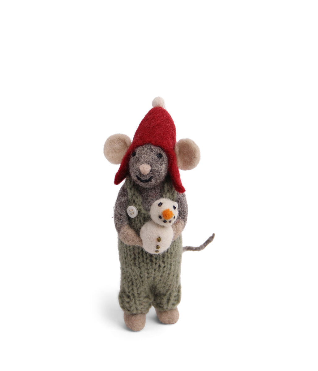 Puriri Lane | Small Grey Boy Mouse with Snowman | En Gry & Sif