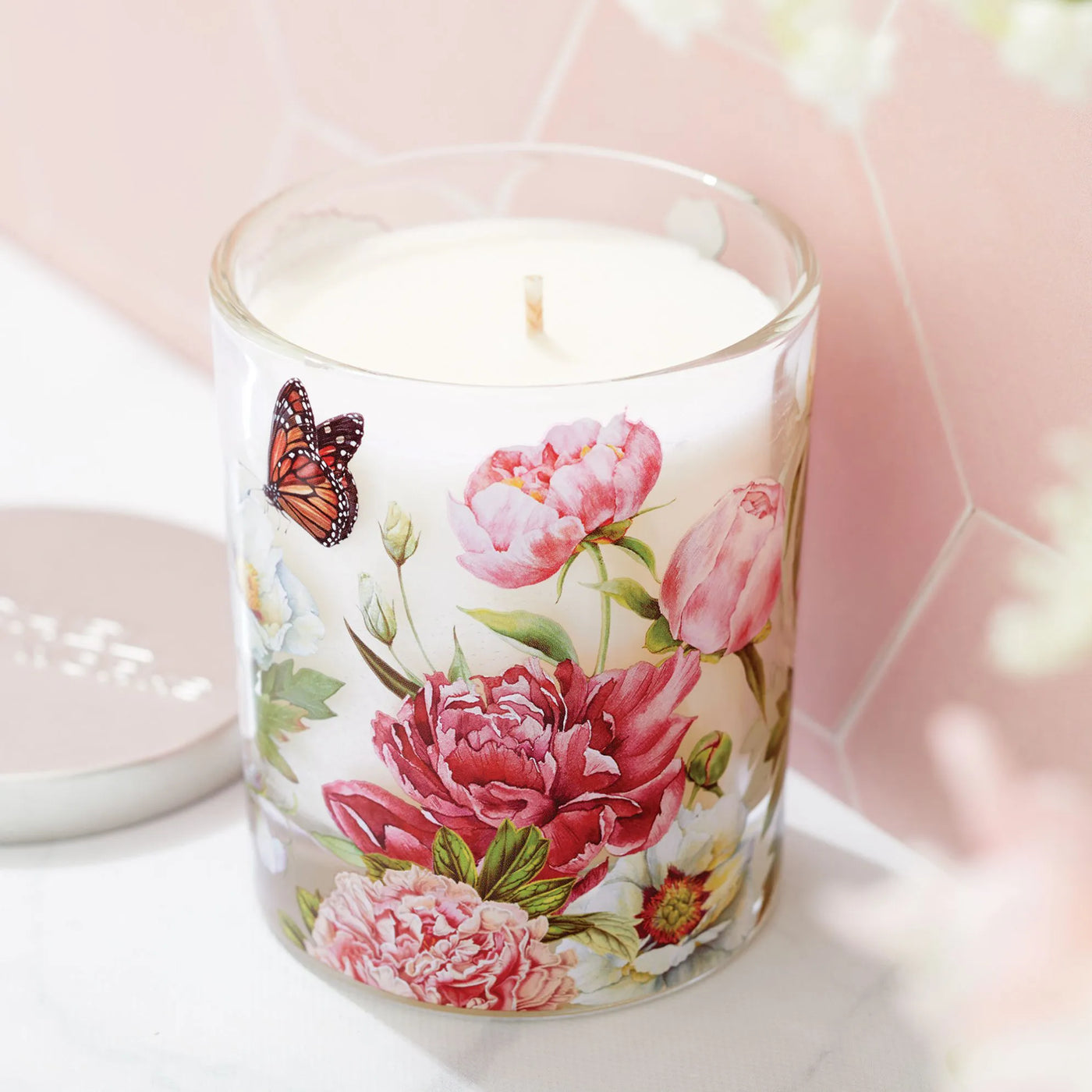 Puriri Lane | Blush Peony Scented Soy Wax Candle | Michel Design Works