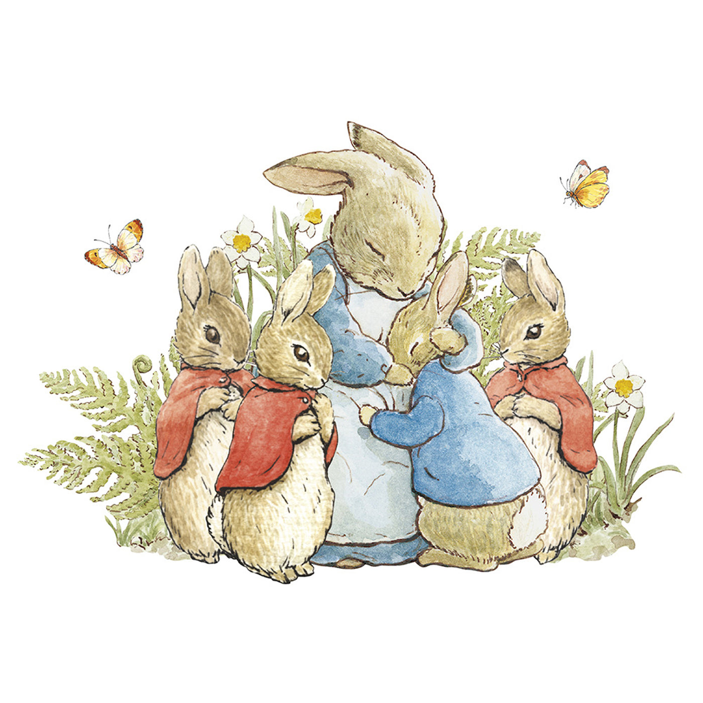 Mamma Bunny with Peter, Floppy, Mousy and Cottontail | Card