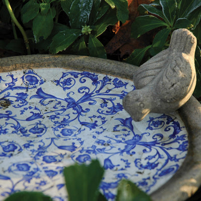 Puriri Lane | Bird Bath | Delft Blue Ceramic