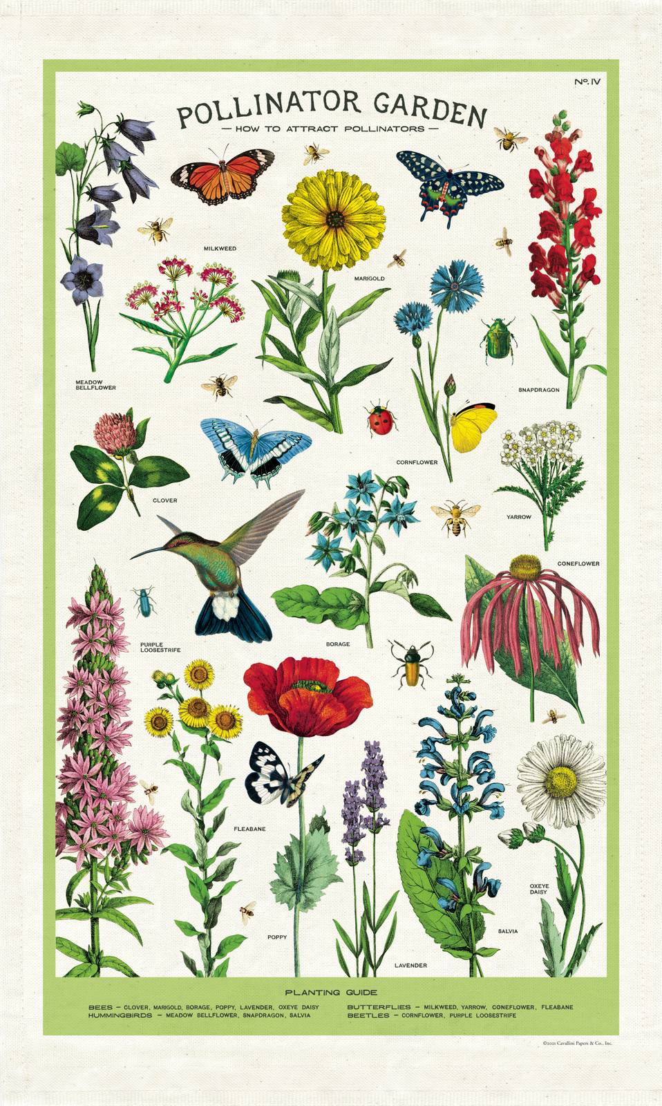 Puriri Lane | The Pollinator Garden | Cavallini & Co. | Tea Towel