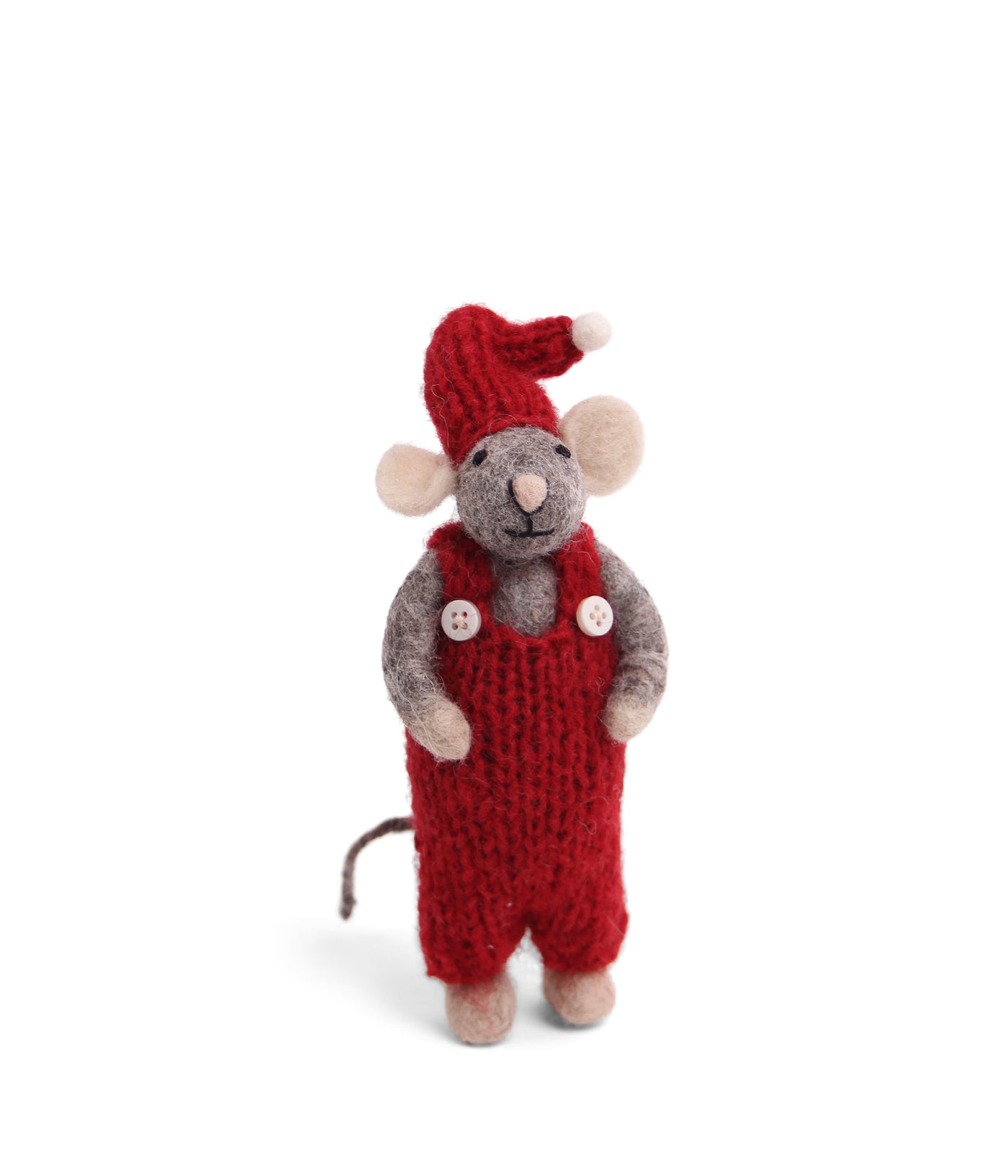 Puriri Lane | Én Gry & Sif | Felted Boy Mouse In Red Dungarees