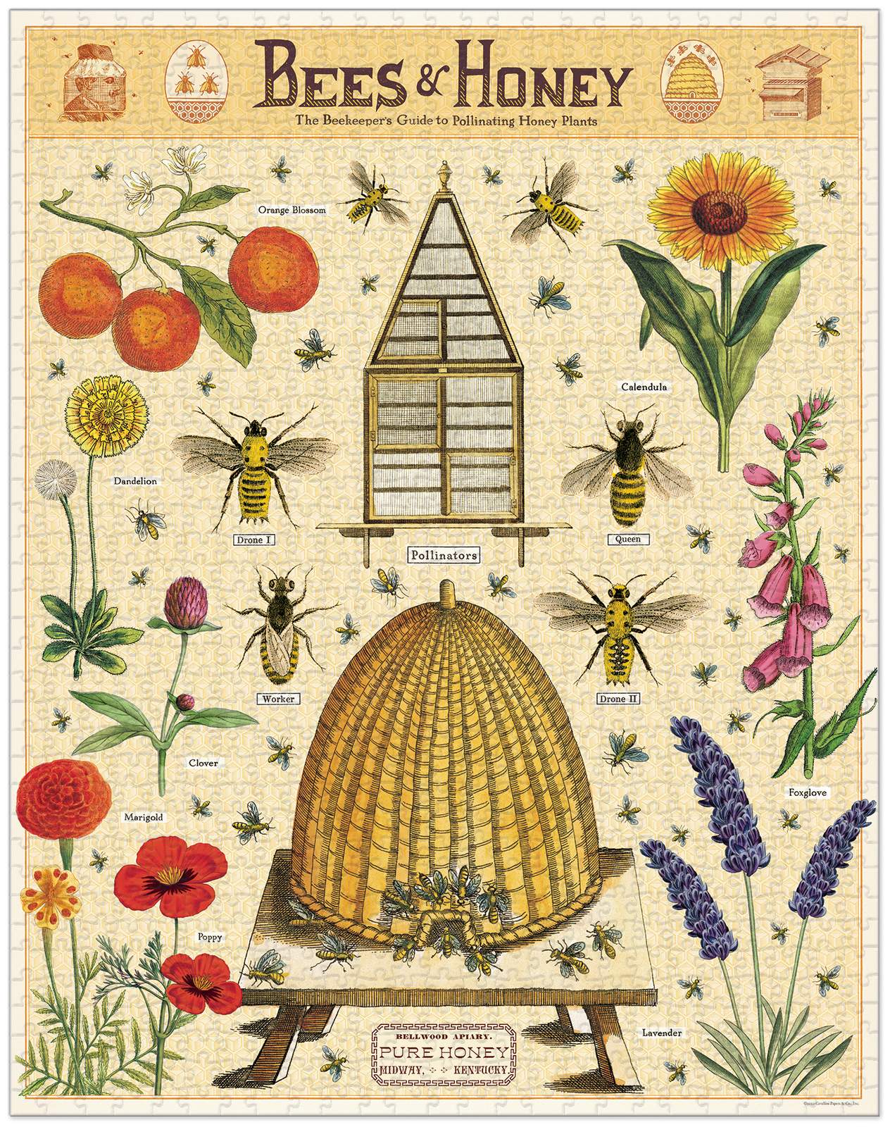 Puriri Lane | Bees & Honey | Vintage Puzzle | Cavallini & Co